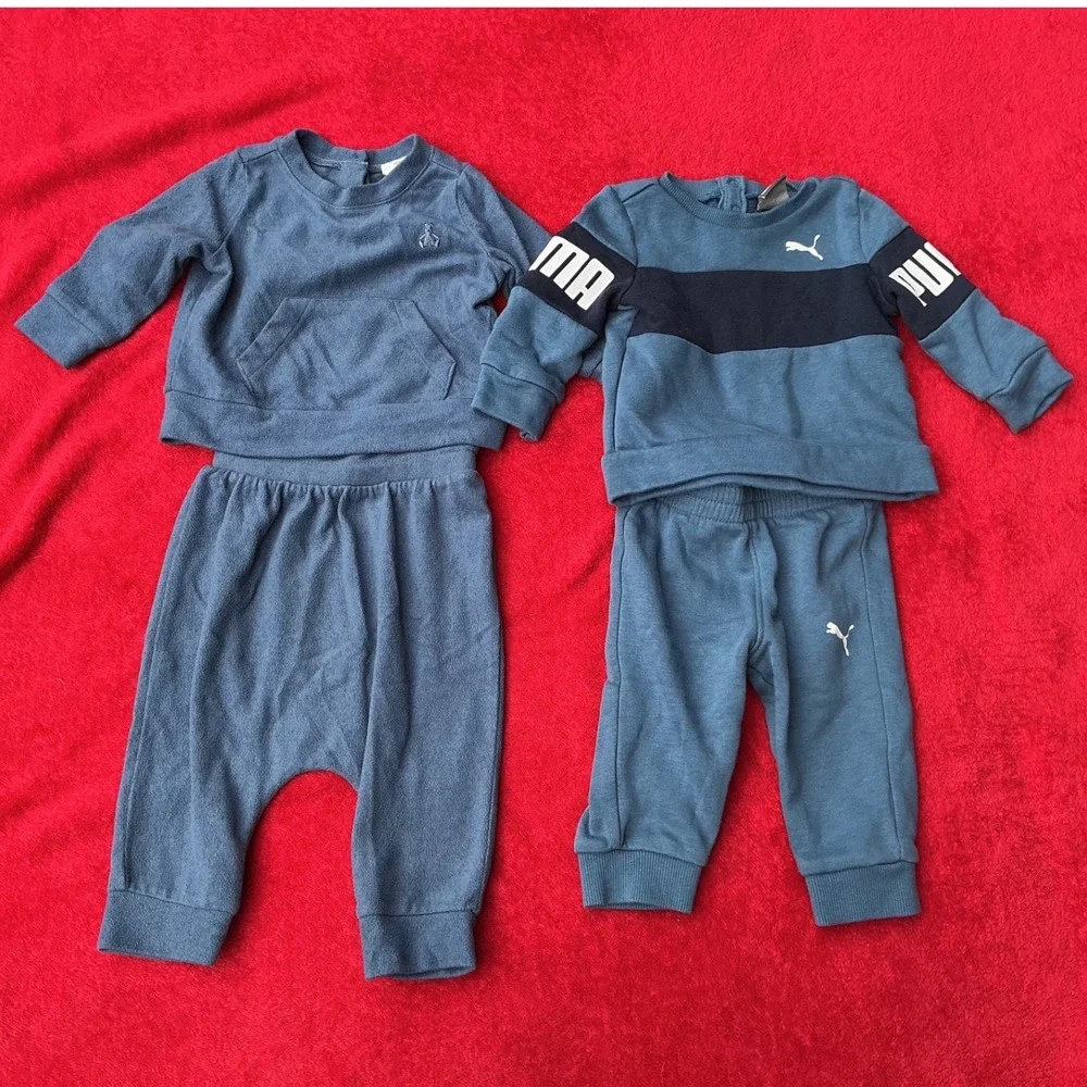 Puma babyGap Tracksuit Outfit Set Baby 3-6 Months Blue Excellent Fleece Bundle